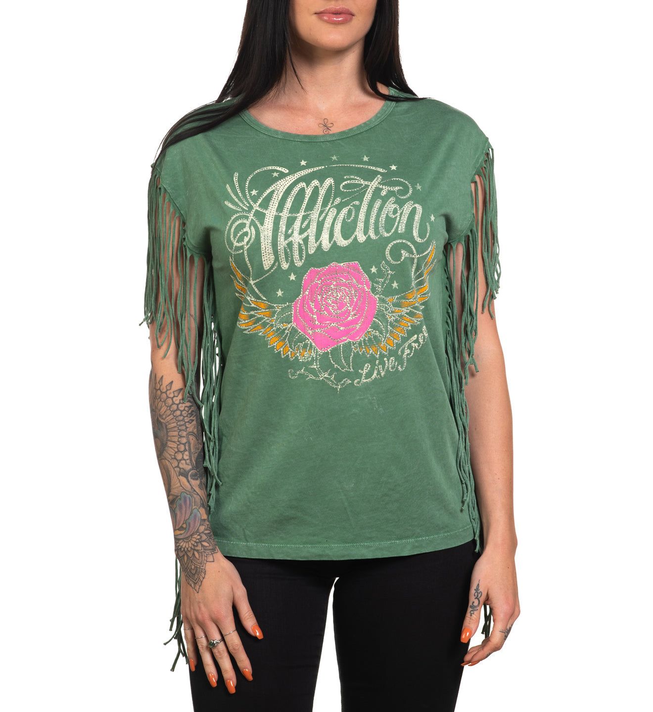 AC Rose Wings Fringe - Affliction Clothing