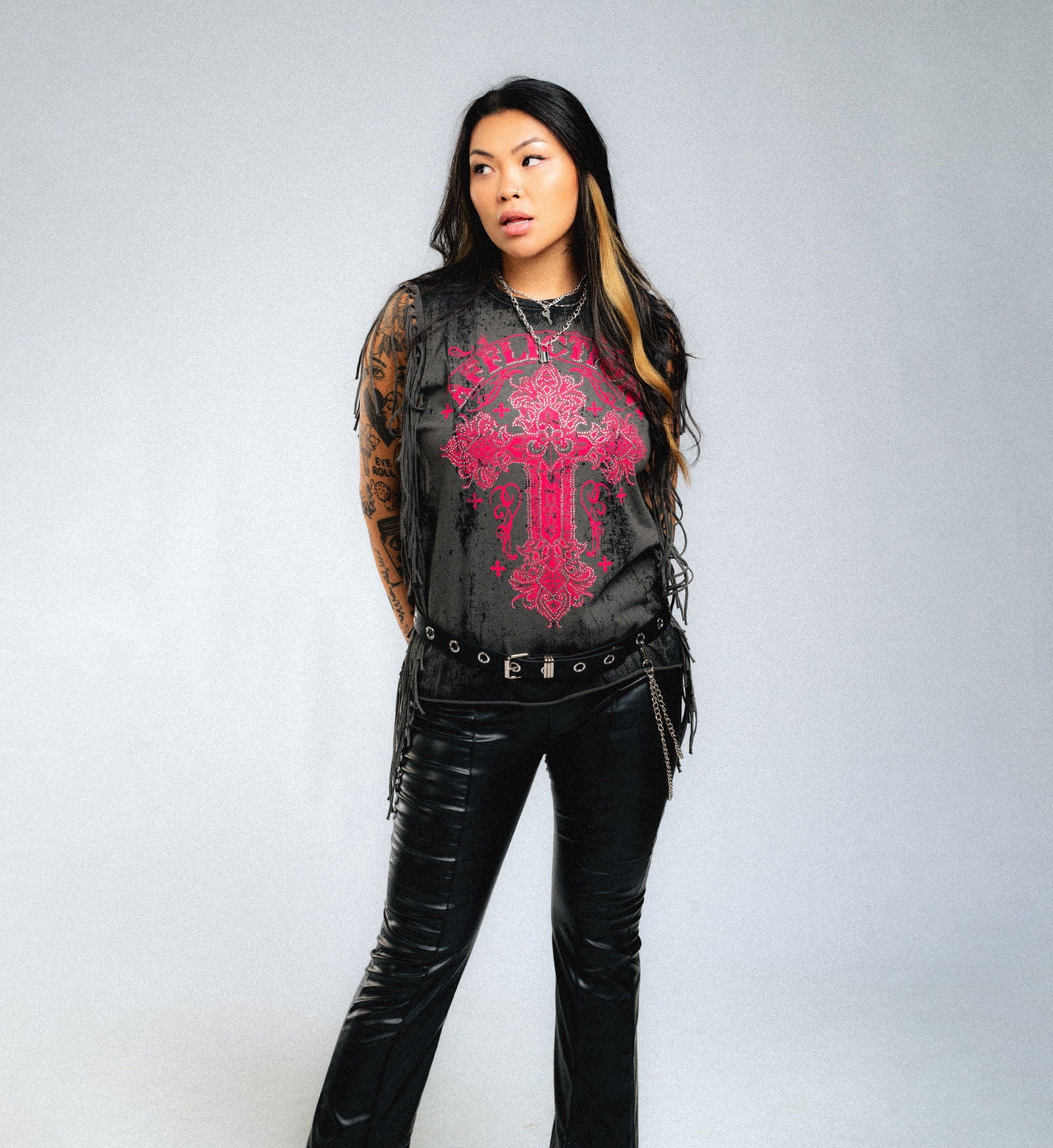Versailles Fringe Muscle Tee - Affliction Clothing